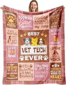 Vet Tech Gifts Blanket 60"X50", Vet Tech Week Gifts, Veterinary Technician Gift, Vet Tech Gifts for Women, National Veterinary Technician Week Gifts, Gifts for Vet Tech Appreciation Supplies Ideas