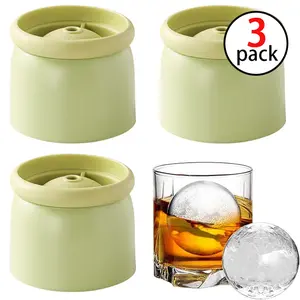 Ice Molds 3 PCS, 2.4” Giant Sphere Ice Mold,Silicone Sphere Ice Mold Maker, Stackable Easy Release Circle Ice Cube Mold with Lids, Spherical Ice Makers with Lids for Whiskey, Cocktails, Bourbon, and Drinks
