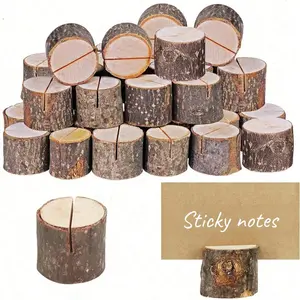 10 Pieces Rustic Wooden Place Card Holders for Food Labels, Ideal for Weddings and Parties, Table Name Tags, Table Number and Memo Card Display