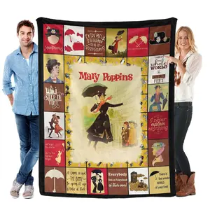 Mary Poppins Blanket Soft Cozy Fleece Throw for Sofa Bed Bedroom Movie Fan Gift Warm Lightweight Plush Blanket for Kids Teens Adults Home Decor All Season Use
