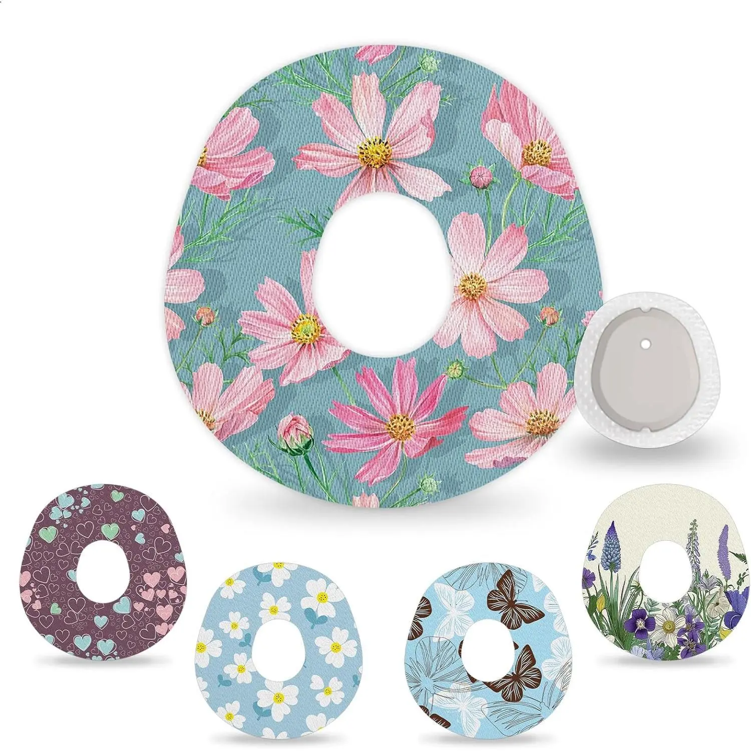 15-Pack Stelo Overpatch Waterproof Adhesive Patches for Dexcom G7 CGM Sensors, 15-Day Long Stay, Sweatproof Latex-Free Floral Patterns Overlay Tape with Pre-Cut Hole, Easy Apply, Butterfly & Floral