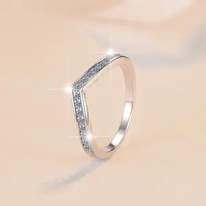 925 sterling silver ring V-shaped stacking ring fashion party wedding gift holiday gift for her