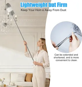 100 Inch Extendable Microfiber Feather Duster, Long Pole Cleaning Duster for Ceilings, Ceiling Fans, Furniture & Hard-to-Reach Areas