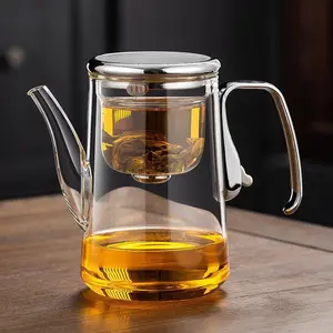 Full Glass Inner Liner Elegant Tea Maker with Magnetic Separation One Click Filter for Household Use Versatile Tea Set for All Teas