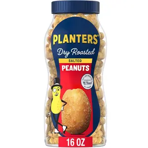 Salted Peanuts, Dry Roasted Peanuts, Party Snacks, Plant Based Protein, Snacks For Adults, 16oz (1 Jar)