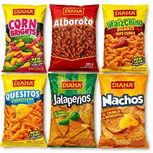 Diana Assorted Spicy & Savory Snacks Pack - Original Churros, Corn Brights, Alboroto, Spicy Chinese Corn, Quesitos, Jalapeños, Nachos