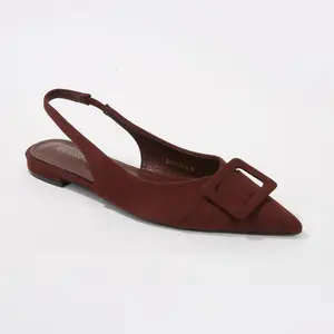 Rossana Suede Slingback Flats with Oversized Suede Buckle