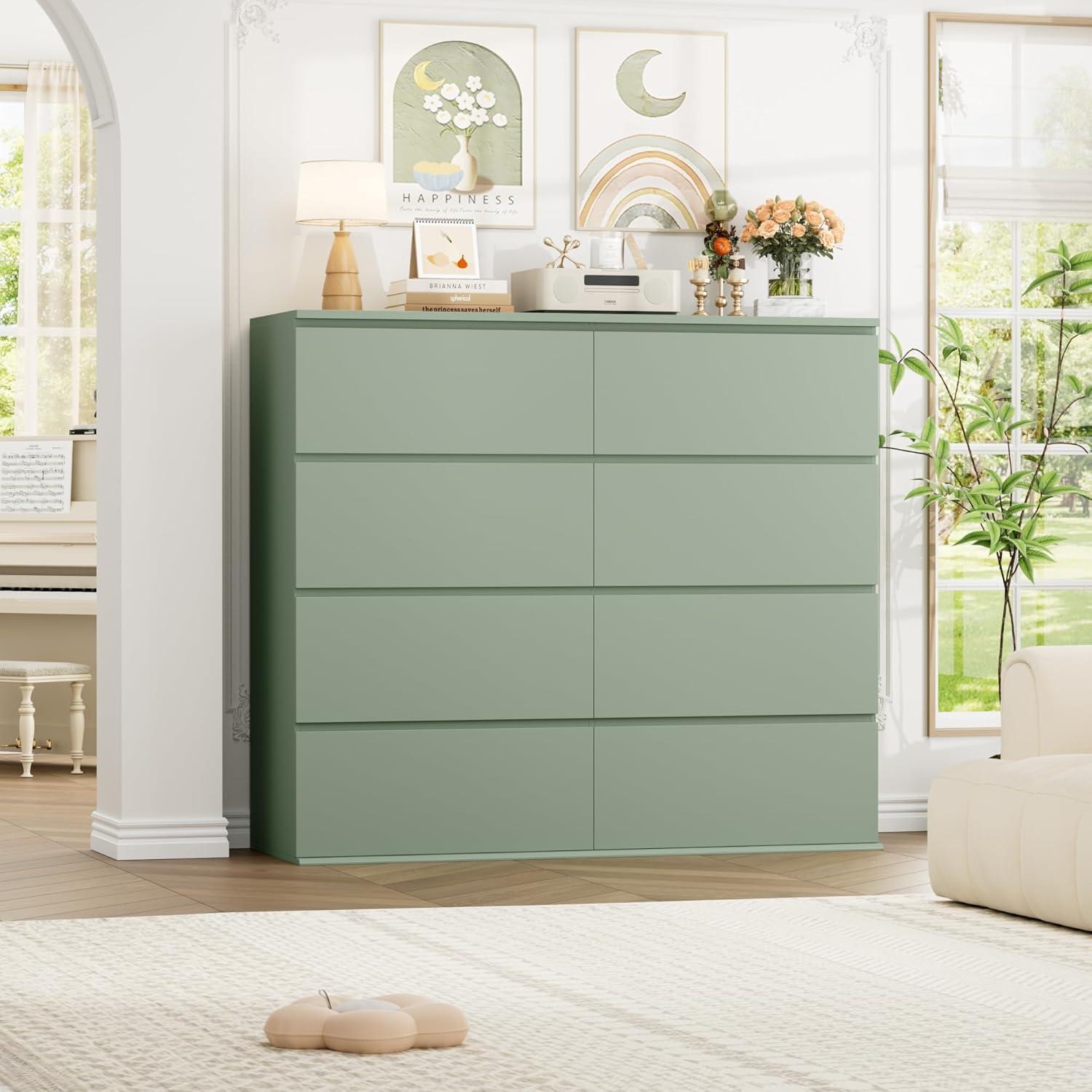 FOTOSOK 8 Drawer Dresser for Bedroom, Modern Wood Dressers with Deep Drawers for Living Room