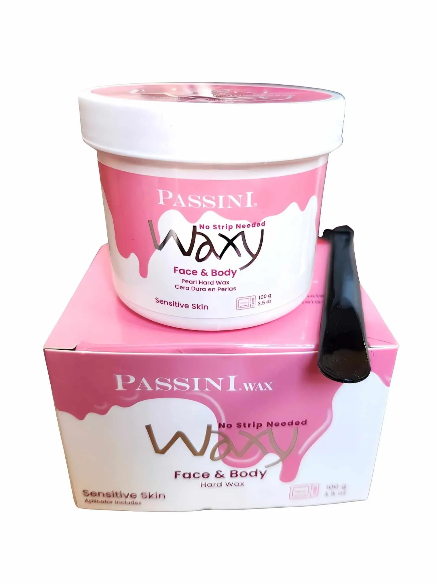 Passini Hard Hair Wax for Smooth Skin, Gentle Alcohol-Free Formula for Face & Body Care, Microwavable Cup with 10 Applicators, 250g (8.8oz), Waxing Kit, Cosmetic, Cream Wax