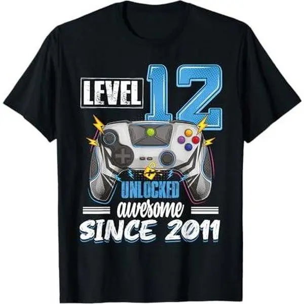 Level 12 Unlocked Awesome 2011 12th Birthday Boy Video Games T-Shirt