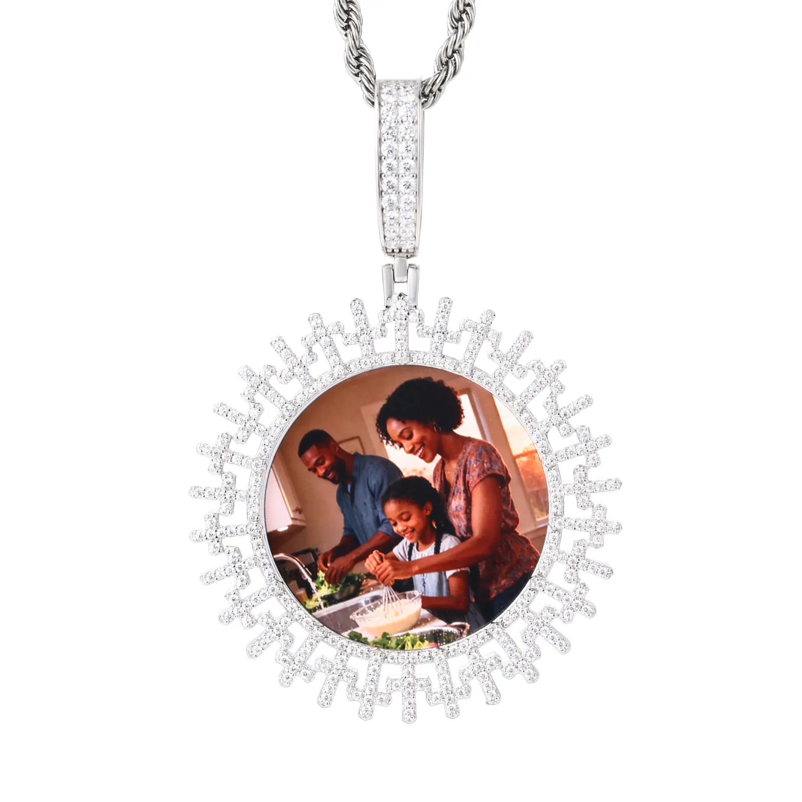 Pre-Order【#CZP1201】Customized Circular Photo Pendant UCCIYO Pendant Necklace For Women Men Hip Hop Jewelry Gift