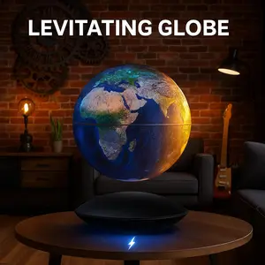 Magnetic Levitating Earth Lamp – Suspended Globe Light with Auto Rotation, Floating World Map Decor for Office, Bedroom, Tech Desk, or Gift for Geeks