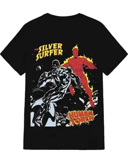 THE SILVER SURFER VS. HUMAN TORCH TEE, For Men, For Women, Breathable Soft Cotton, Casual Round Neck, Regular Fit, All-Season premium unisex Cotton Printed Round Neck T-Shirt