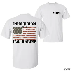 Military Mom Proud Mom of a U.S. Marine Shirt American Flag Graphic T-Shirt, Patriotic Marine Family Tee, Gift for Proud Mother, Unisex Support Apparel