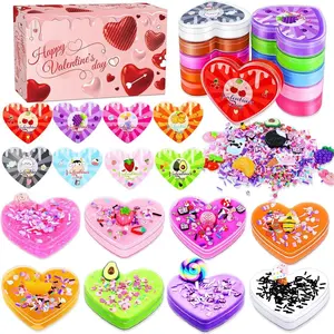 Valentines Day Gifts for Kids - 11 Pack Cute Heart-Shaped Slime with Valentine Cards for School, Bulk Classroom Exchange Favors for Boys Girls, Non-Sticky Stress Relief Slime