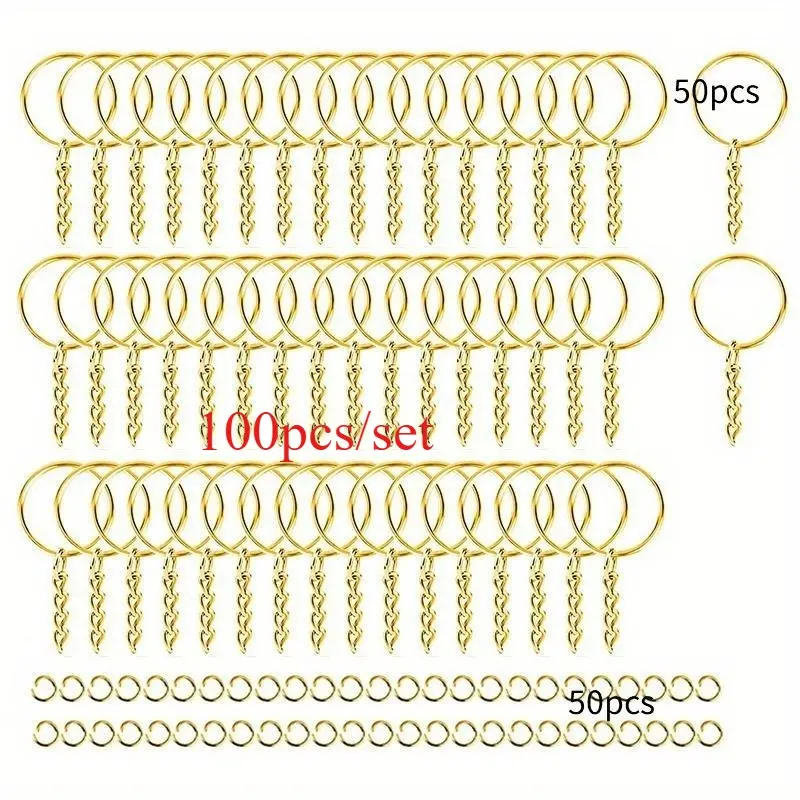 Keychain Production Supplies Kit - 50 Chain Keychains And 50 Jump Rings - Keychain Set Keychain Accessories Loose For Keychain Production DIY Crafts Small Business Supplies Diy Jewelry Accessories