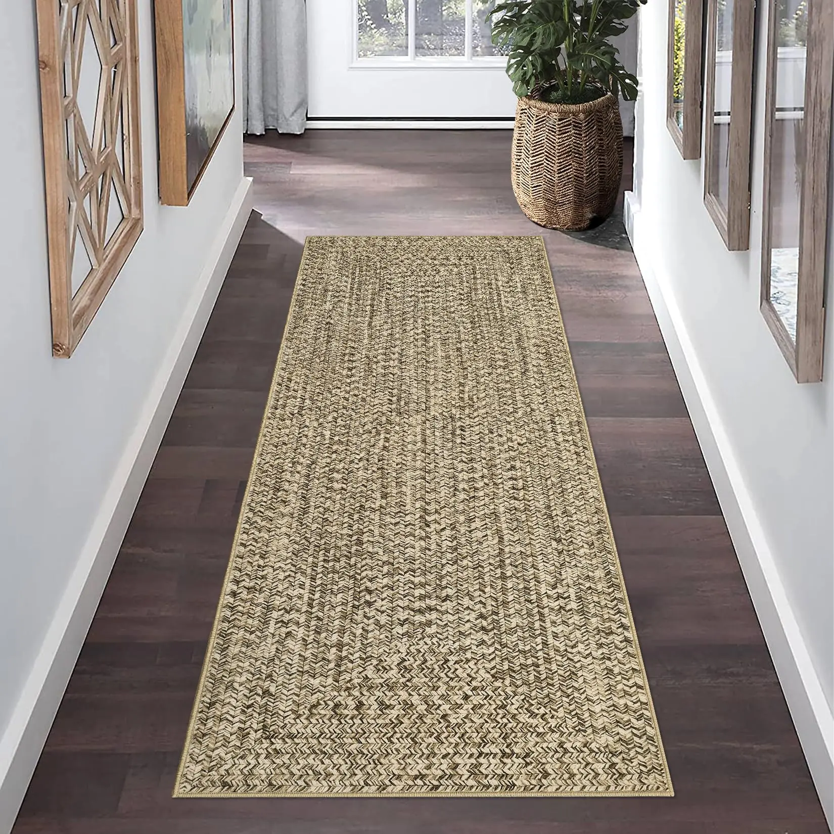 2x6 Modern Washable Area Rug, Soft Non-Slip Carpet for Living Room & Bedroom, Large Farmhouse Throw Rug, Non-Shedding, Stain Resistant (Yellow)