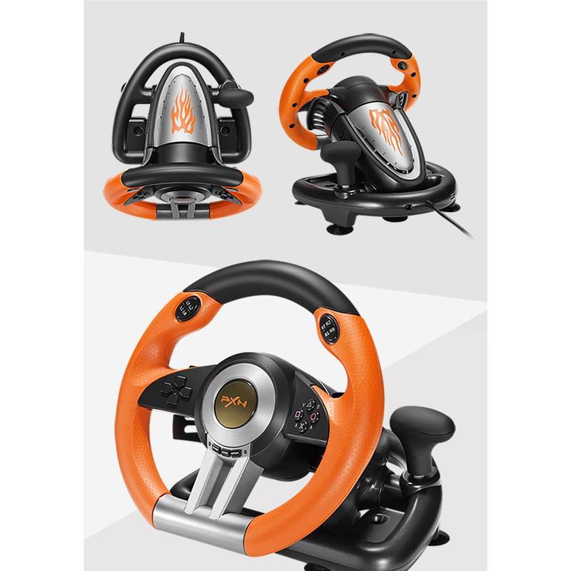 Ultimate Racing Experience!PXN-V3PRO Steering Wheel, Multi-System Support + One-Click Mode Switch, Dual Vibration + Stable Mount Set Complete
