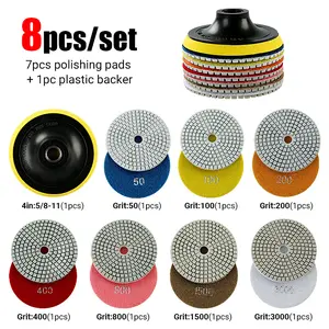 8PCS 4" Wet 100MM Diamond Polishing Pads for Granite, Stone, Concrete, Marble - Grinding & Polishing Discs for Countertops & Masonry - Abrasive Terrazzo
