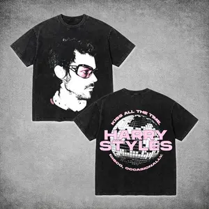 Harry Styles Kiss All The Time T-Shirt, Vintage Disco Ball Graphic Tee, Retro Pop Artist Concert Merch, Premium Cotton Black Oversized Shirt, Harry Styles Pink Aesthetic Streetwear - Unisex Heavyweight Tee for Harry Fans