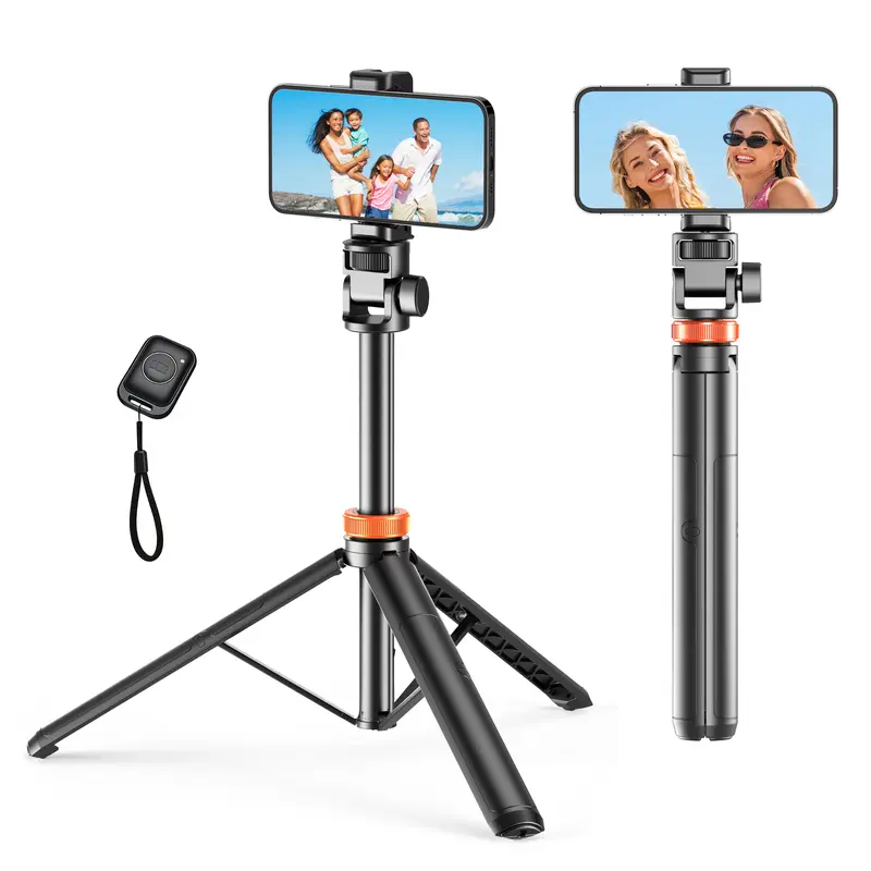61-Inch Aluminium Adjustable Telescoping All-in-1 Monopod Selfie Stick with Remote Control, Upgraded Stabilized Camera Support Stand, Compact Travel Tripod, Compatible with iPhone 16/15/14/13 & Android Smartphones, Nylon6/6 Smartphone Accessories