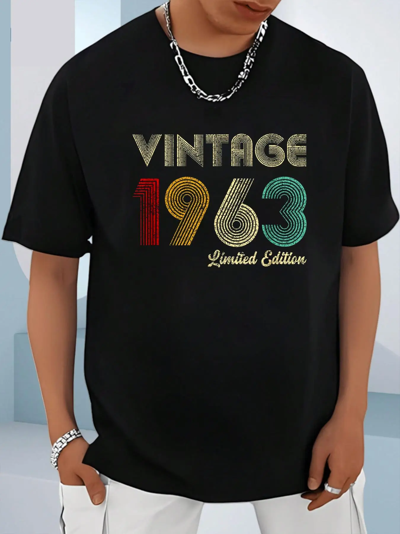 100% Cotton Unisex Vintage 1963 62nd Birthday Gift Men Women 62 Years Old T-Shirt, Men's Women's Shirt Top, Short Sleeve Tops Crewneck T-shirt
