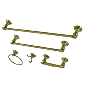 212 MAIN 5-Pieces Provence Bathroom Accessory Set, Antique Brass Finish, Home Improvement Bathroom Fixture Accessory Kit, Wall Mount, Traditional Look