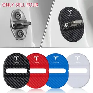 4pcs Car Styling Automotive Decoration Door Lock Protection Caps, Modification Accessories for Tesla Model 3 S X Y Roadster Spacex, External Use