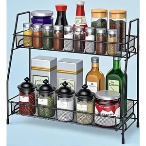 Wall-Mounted Storage Shelf for Spices, 3-Tier Space-Saving Bathroom & Kitchen Organizer, Sturdy Countertop Vanity Tray with Non-Slip Base, Adjustable Shelf for Cabinet or Counter Display