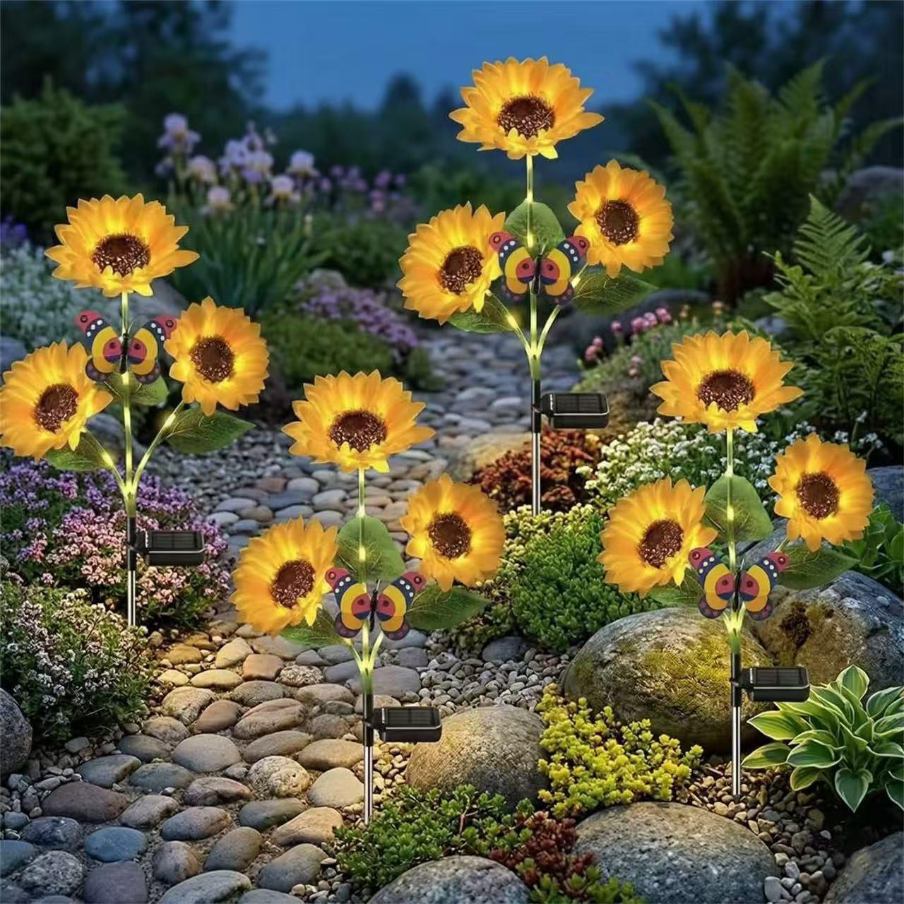 Solar Powered LED Sunflower Garden Lights Set of 2/4/6 Pieces Realistic Nighttime Glow for Yard Lawn Patio Porch Waterproof IP65 Energy Efficient Outdoor Lighting Durable Plastic Flowers All Weather Protection
