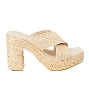 BEACH by Matisse Womens Caravan Block Platform Espadrille Casual Sandals Casual High Heel 3" & Up - Beige
