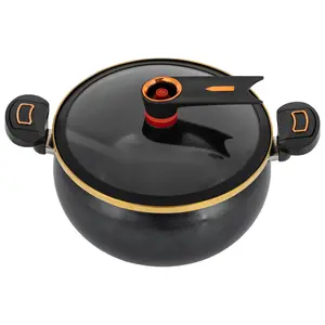 Micro Pressure Cooker with See-through Lid Standing,Crock Pot with Twist & Lock Handles,8.45 Quart Micro Pressure Cooker,Micro-Pressure Cooking Pot Nonstick,for Gas, Induction,Electric Stoves Cookware Black