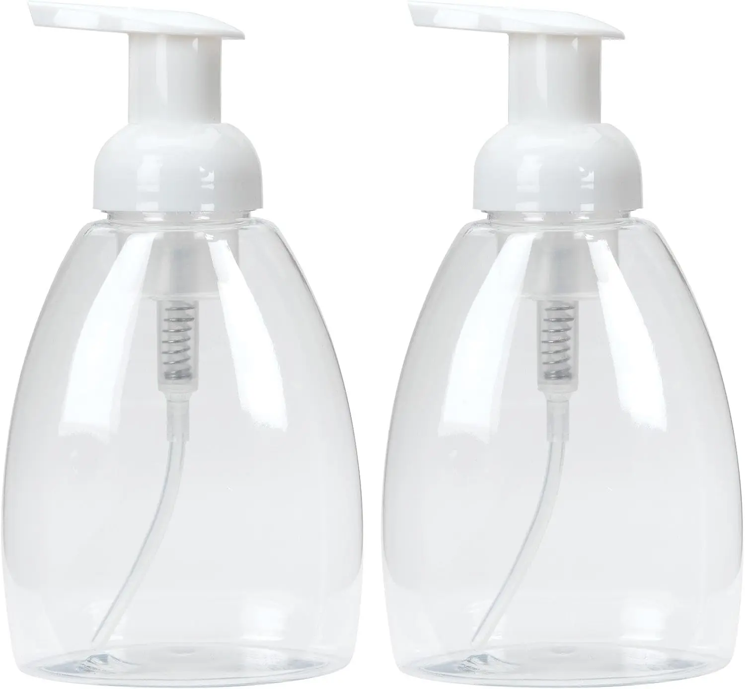 Durable 12oz BPA-Free Reusable Plastic Soap Dispenser Bottles, 2-Pack Refillable Containers with White Pumps for Bathroom Home Supplies