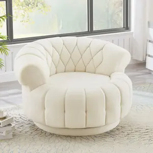 Swivel Accent Chair 360°Swivel Chair Sofa Barrel Chair Round Club Chair for Living Room and Bedroom, Beige