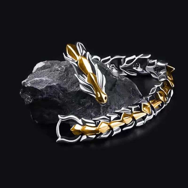 Vintage Dragon Design Fashionable Bracelet, Punk Style Zinc Alloy Jewelry for Party, Daily Clothing Decor, Trendy All-match & Exquisite Jewelry for Birthday Gift, Trendy Bangle