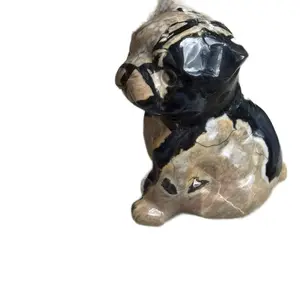 Amethyst/UV Reactive Volcano Agate and Yooperlite Frenchie Dog Home Decor Energy Transformation Grounding
