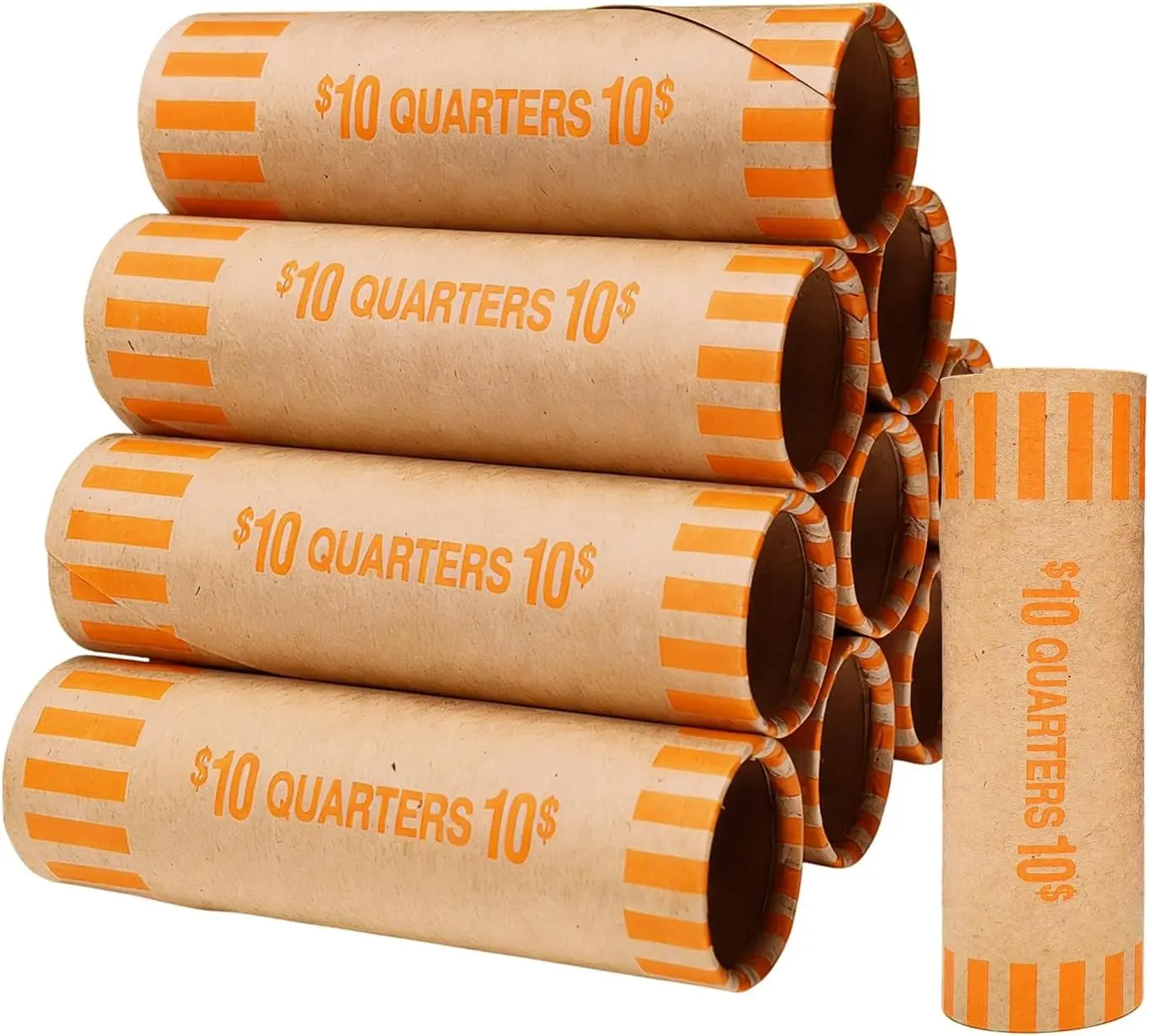 80 Pcs Preformed Quarter Rolls Wrappers, Quarter Coin Wrappers | Quarters Wrappers for Coin, Standard Size Quarter Wrappers for Bank, Home, or Business Use