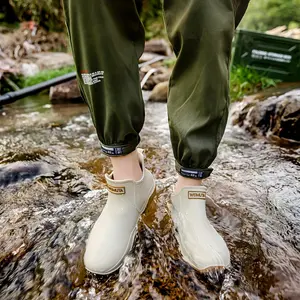 Unisex High Quality Rain Boots - Non-Slip Outdoor Shoes for Fishing,, and Motorcycle Riding, Color with Accents, Durable PVC Material, Round Toe Design, Perfect for Wet or Terrains, High Quality Boots