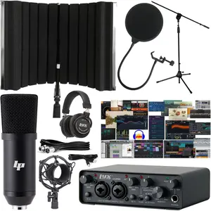 LyxJam 2x2 USB Audio Interface, Creative Studio Software Bundle & Accessories. Live Sound Cards Sound Card Set