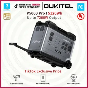 OUKITEL P5000 Pro Portable Power Station, 5120 Wh LiFePO4 Solar Generator, 3600 W AC Output (7200 W Peak Power), 15 Outlets, Long Lifespan (over 5000 charging cycles), Emergency Power Supply for RVs, Camping, Travel and Emergencies