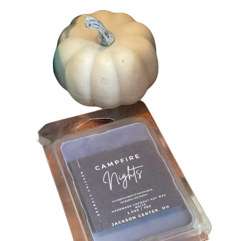 Campfire Nights Coconut Soy Wax Melts 2.5oz Handmade Highly Scented Wax Melts Cozy Roasted Marshmallow & Campfire Aroma