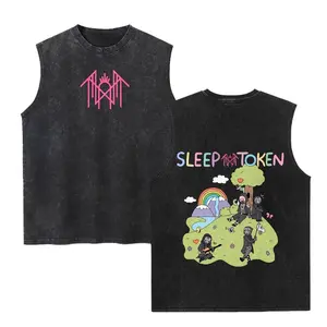 Vintage Sleep T.0.k.e.n Washed Tank Tops, Gym Essential, Vintage Casual Crewneck Sleeveless Menswear T-shirt Classic Cotton Fabric Streetwear