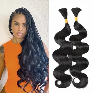 GK Human Braiding Hair 100g No Weft Bulk Body Wave Human Hair for Braiding Hair Extensions Natural Color for Black Woman (Body Wave, 18inch) summerwins Bulky Hair