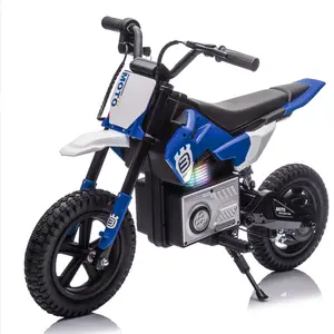 24V Kids Ride On Electric Toy Motocross Motorcycle,200W High Speed Hub Motor,Rear wheel shock absorber,Adjustable speed,LED breath lamp,Bluetooth,Music,Horn,Speeds 3.11-9.32MPH For Kids Aged 5-15.