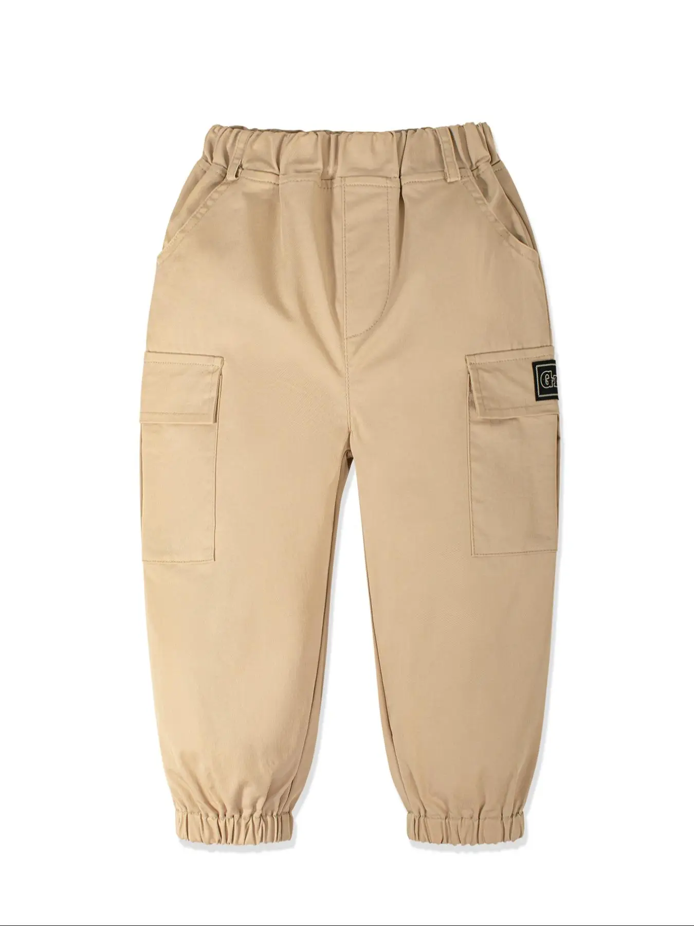 Toddler Boy's Solid Color Patched Flap Pocket Pants, Casual Comfy Trousers for Daily Wear, Kids Bottoms for All Seasons