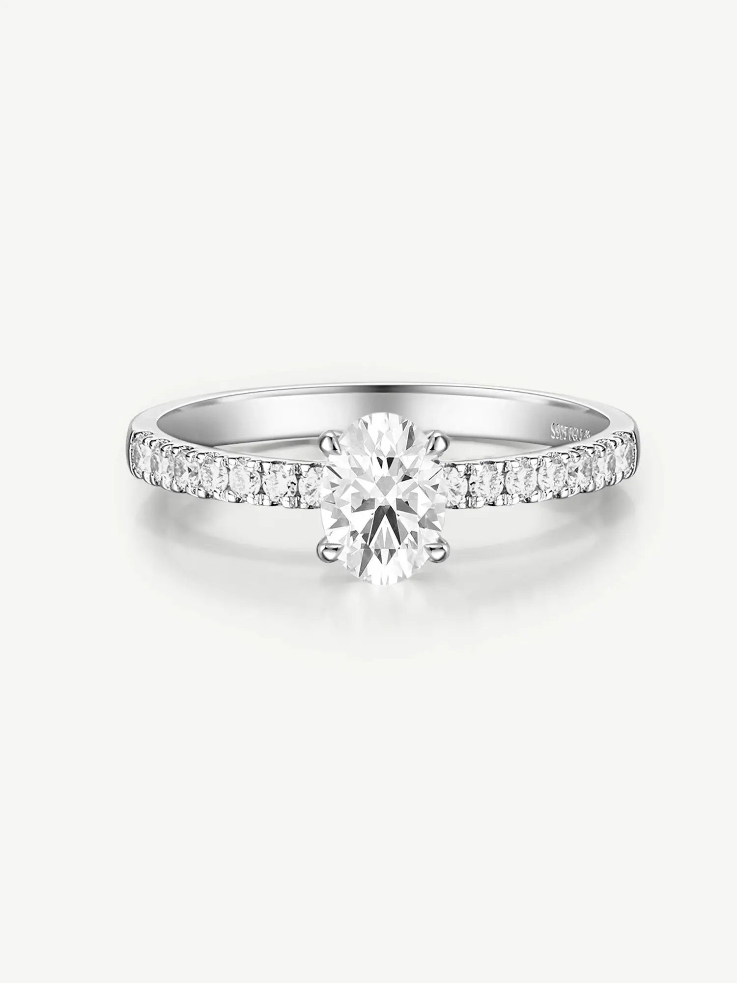 AGVANA "Radiant Muse" Women's Oval Cut VS Clarity Pave Set Lab-Grown Diamond Ring, 0.3-1.0ct Sterling Silver Ring Jewelry for Adults' Engagement, Proposal, Wedding Band (Yes for Special Moments)
