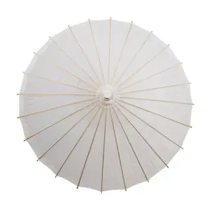 28" White Parasol Umbrella, Premium Nylon with Elegant Handle