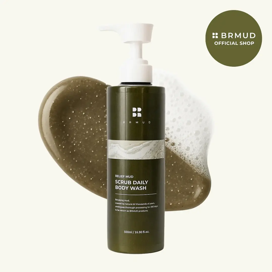 [Official BRMUD Partner] Relief Mud Scrub Daily Body Wash - Purifying Shower Scrub 16.9 fl oz | 50,000ppm Boryeong Mud, 3-In-1 Scrub & Cleanser, Gentle Exfoliation with Salicylic Acid, 94% Nature-Derived, Hypoallergenic