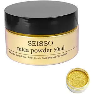 Mica Powder Pigments Dye for Lip Gloss, Soap Coloring, Epoxy Resin Dye, Golden Powdered Pigments for Bath Bombs, Candle Making, Nail Art (50g/1.76oz)