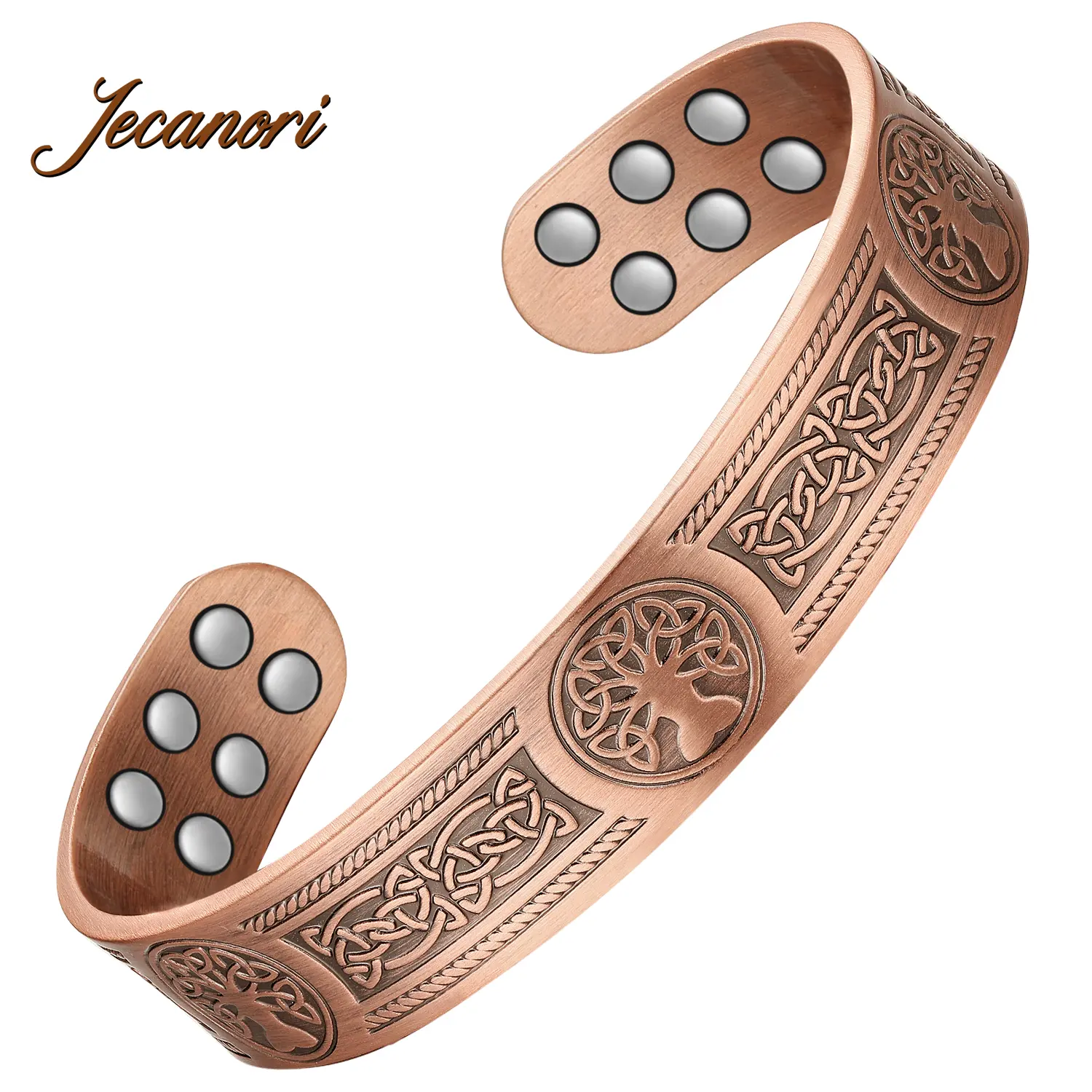 Jecanori Copper Bracelet for Men, 18X Strength Mens Magnetic Copper Bracelets with 3,800 gauss Magnets, 99.99% Pure Solid Copper, Copper Jewelry Gift Elegant Minimalist Bangle